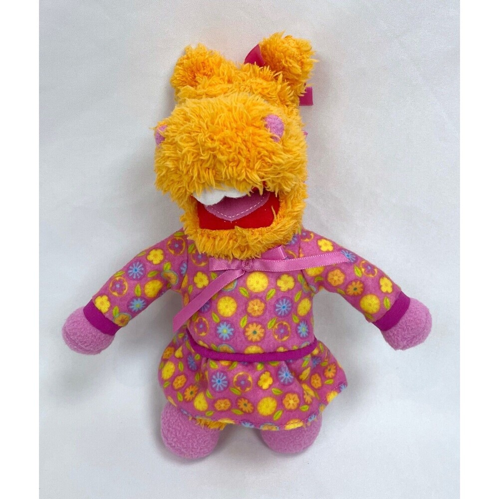 Tomy Jim Henson Pajanimals Sweetpea Sue Plush Toy 8” Pink Dress Orange Fur